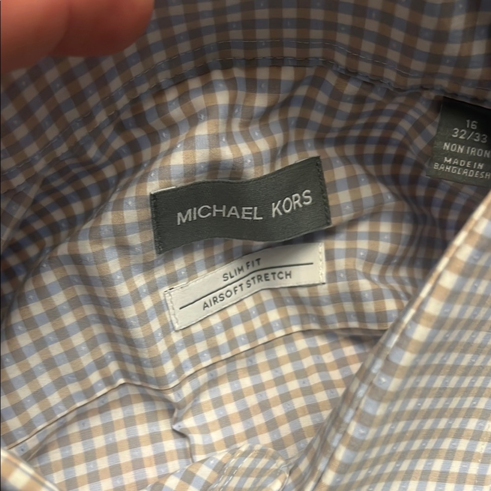 Michael Kors Blue and White Dress Shirt